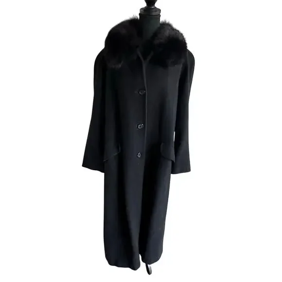Marvin Richards (Vintage) Wool Coat w/Faux Fur Collar - Size 16 - Picture 1 of 10